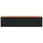 Caja de almacenaje jardín madera acacia ratán negro 220x50x54cm de , Cajas de almacenaje para exteriores - Ref: Foro24-365958...