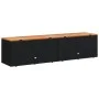 Caja de almacenaje jardín madera acacia ratán negro 220x50x54cm de , Cajas de almacenaje para exteriores - Ref: Foro24-365958...