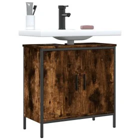 Engineered wood bathroom sink cabinet smoked oak 60x30x60 cm by , Dressing tables - Ref: Foro24-842448, Price: 61,98 €, Disco...