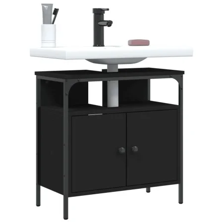 Armario para lavabo de baño madera ingeniería negro 60x30x60 cm de , Tocadores - Ref: Foro24-842436, Precio: 54,90 €, Descuen...