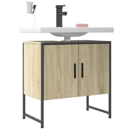 Waschbeckenunterschrank aus Holzwerkstoff, Sonoma-Eiche, 60 x 33 x 60 cm von , Schminktische - Ref: Foro24-842457, Preis: 47,...