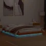 LED bed frame solid pine wood wax brown 150x200cm by , Beds and slatted bases - Ref: Foro24-844415, Price: 140,80 €, Discount: %