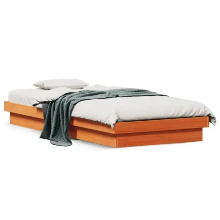 LED bed frame solid pine wood wax brown 90x190 cm by , Beds and slatted bases - Ref: Foro24-844420, Price: 104,76 €, Discount: %