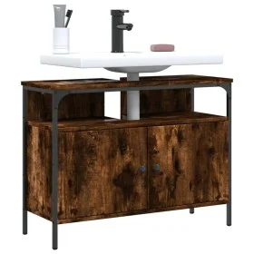 Engineered wood bathroom sink cabinet smoked oak 80x30x60 cm by , Dressing tables - Ref: Foro24-842443, Price: 54,39 €, Disco...