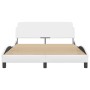 White synthetic leather headboard bed frame 140x190 cm by , Beds and slatted bases - Ref: Foro24-373179, Price: 184,46 €, Dis...