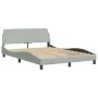 Bed frame with light gray velvet headboard 140x190cm by , Beds and slatted bases - Ref: Foro24-373172, Price: 147,92 €, Disco...
