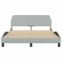Bed frame with light gray velvet headboard 140x190cm by , Beds and slatted bases - Ref: Foro24-373172, Price: 150,10 €, Disco...