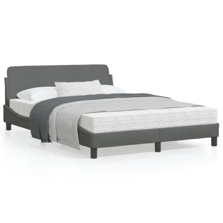 Dark gray fabric bed frame with headboard 140x190 cm by , Beds and slatted bases - Ref: Foro24-373166, Price: 173,74 €, Disco...