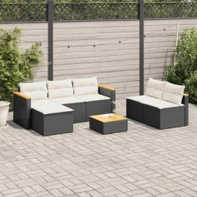 Garden sofa and cushion set 5 pieces black acacia synthetic rattan by , Garden sets - Ref: Foro24-3213537, Price: 446,37 €, D...