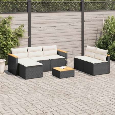 Set sofás jardín y cojines 5 pzas ratán sintético acacia negro de , Conjuntos de jardín - Ref: Foro24-3213537, Precio: 390,32...