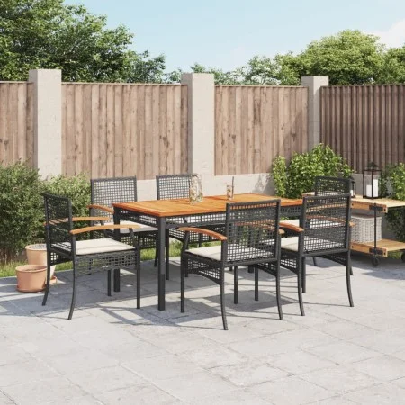 7-piece garden dining set and black synthetic rattan cushions by , Garden sets - Ref: Foro24-3213563, Price: 486,67 €, Discou...