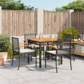 Set de muebles jardín 5 pzas con cojines ratán sintético negro de , Conjuntos de jardín - Ref: Foro24-3213561, Precio: 335,50...