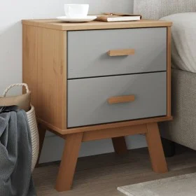 Nachttisch OLDEN aus massivem Kiefernholz in Grau und Braun von , Nachttische - Ref: Foro24-358583, Preis: 70,58 €, Rabatt: %