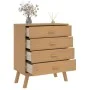 OLDEN bedside table solid brown pine wood by , Drawers - Ref: Foro24-358588, Price: 141,74 €, Discount: %
