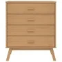 OLDEN Nachttisch aus massivem braunem Kiefernholz von , Schubladen - Ref: Foro24-358588, Preis: 144,40 €, Rabatt: %