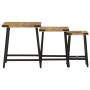 Stapelbare Couchtische 3-teilig aus massivem Mangoholz und Eisen von , Seitentische - Ref: Foro24-372735, Preis: 59,57 €, Rab...