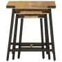 Stackable coffee tables 3 pieces solid mango wood and iron by , Side tables - Ref: Foro24-372735, Price: 59,10 €, Discount: %