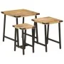 Stackable coffee tables 3 pieces solid mango wood and iron by , Side tables - Ref: Foro24-372735, Price: 59,10 €, Discount: %