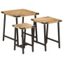 Stapelbare Couchtische 3-teilig aus massivem Mangoholz und Eisen von , Seitentische - Ref: Foro24-372735, Preis: 59,57 €, Rab...