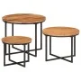 Stackable coffee tables 3 pieces solid acacia wood and iron by , Coffee table - Ref: Foro24-372742, Price: 116,21 €, Discount: %