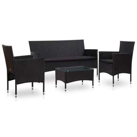 4-piece garden furniture set and black synthetic rattan cushions by vidaXL, Garden sets - Ref: Foro24-45891, Price: 231,92 €,...
