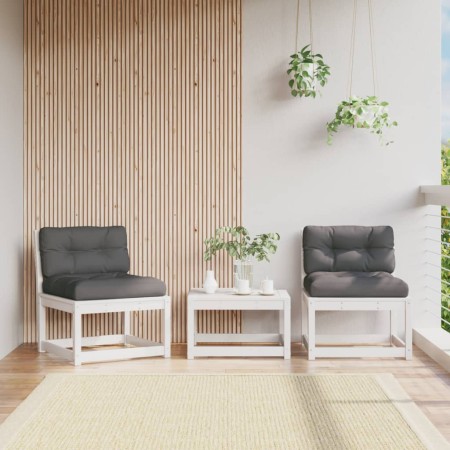 Gartensofas mit Kissen 2 Stück aus massivem weißem Kiefernholz von , Outdoor-Sofas - Ref: Foro24-844705, Preis: 151,52 €, Rab...