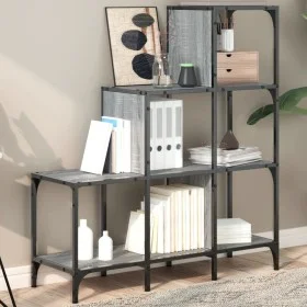 Sonoma engineered wood and gray metal shelving 92x30x102 cm by , Bookcases and shelves - Ref: Foro24-845439, Price: 65,03 €, ...