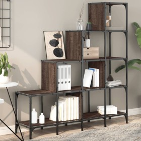 Engineered wood and oak brown metal shelf 122x30x132 cm by , Bookcases and shelves - Ref: Foro24-845445, Price: 95,61 €, Disc...