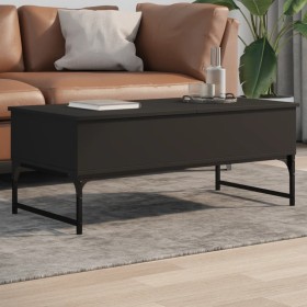 Engineered wood and black metal coffee table 100x50x40 cm by , Coffee table - Ref: Foro24-845376, Price: 77,91 €, Discount: %