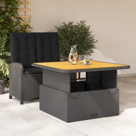 Set comedor de jardín 2 pzas con cojines ratán sintético negro