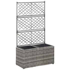 Spalier und Blumenbeet 2 Töpfe graues synthetisches Rattan 58x30x107 cm von vidaXL, Töpfe und Pflanzgefäße - Ref: Foro24-4693...