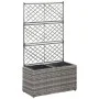 Trellis and flowerbed 2 pots gray synthetic rattan 58x30x107 cm by vidaXL, Pots and planters - Ref: Foro24-46934, Price: 94,8...