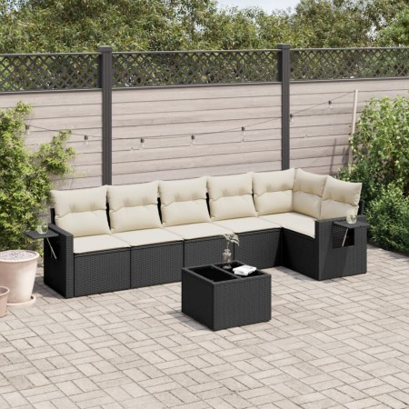 Set de comedor de jardín 7 pzas y cojines ratán sintético negro de , Conjuntos de jardín - Ref: Foro24-3220195, Precio: 397,9...