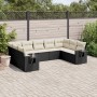 Set de sofás de jardín 8 piezas y cojines ratán sintético negro de , Conjuntos de jardín - Ref: Foro24-3220595, Precio: 494,72 €