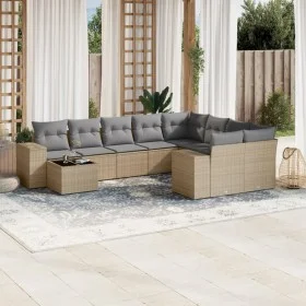 Garden sofa set with beige cushions 10 pieces synthetic rattan by , Garden sets - Ref: Foro24-3223058, Price: 622,68 €, Disco...