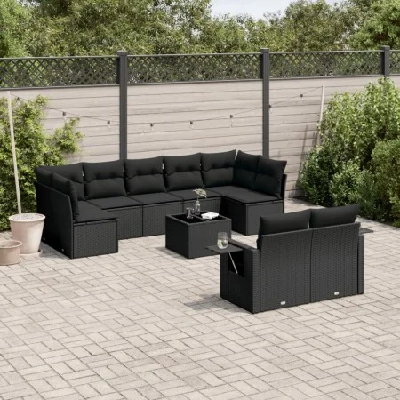Garden sofa set 10 pieces with black synthetic rattan cushions by , Garden sets - Ref: Foro24-3220624, Price: 638,70 €, Disco...