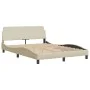 Bed frame with cream fabric headboard 140x190 cm by , Beds and slatted bases - Ref: Foro24-373170, Price: 176,99 €, Discount: %