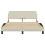 Bed frame with cream fabric headboard 140x190 cm by , Beds and slatted bases - Ref: Foro24-373170, Price: 176,99 €, Discount: %