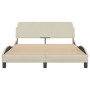 Estructura de cama con cabecero de tela color crema 140x190 cm de , Camas y somieres - Ref: Foro24-373170, Precio: 179,35 €
