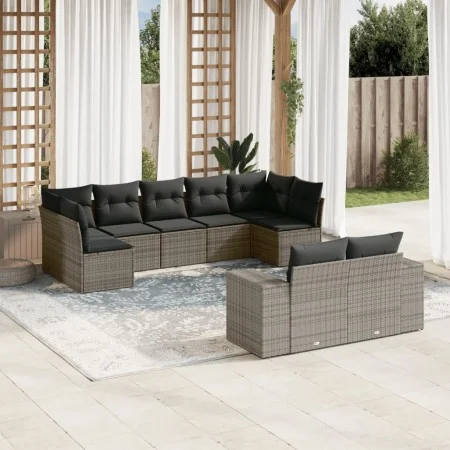 9-teiliges Gartenmöbel-Set und graue synthetische Rattankissen von , Gartensets - Ref: Foro24-3255357, Preis: 574,58 €, Rabat...