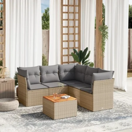 Garden sofa set with beige cushions mix 6 pieces PE rattan by , Garden sets - Ref: Foro24-3255968, Price: 387,60 €, Discount: %