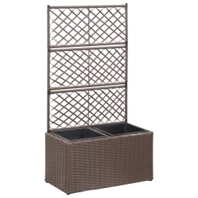 Trellis and flowerbed 2 pots brown synthetic rattan 58x30x107cm by vidaXL, Pots and planters - Ref: Foro24-46937, Price: 95,0...
