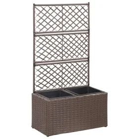 Trellis and flowerbed 2 pots brown synthetic rattan 58x30x107cm by vidaXL, Pots and planters - Ref: Foro24-46937, Price: 93,4...
