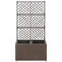 Trellis and flowerbed 2 pots brown synthetic rattan 58x30x107cm by vidaXL, Pots and planters - Ref: Foro24-46937, Price: 93,4...