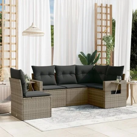 Garden sofa set with cushions 5 pieces gray synthetic rattan by , Garden sets - Ref: Foro24-3220169, Price: 321,40 €, Discoun...