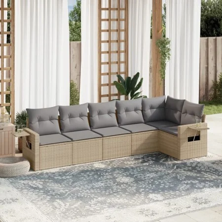 Gartensofa-Set mit Kissen, 6-teilig, beiges synthetisches Rattan von , Gartensets - Ref: Foro24-3220188, Preis: 389,34 €, Rab...