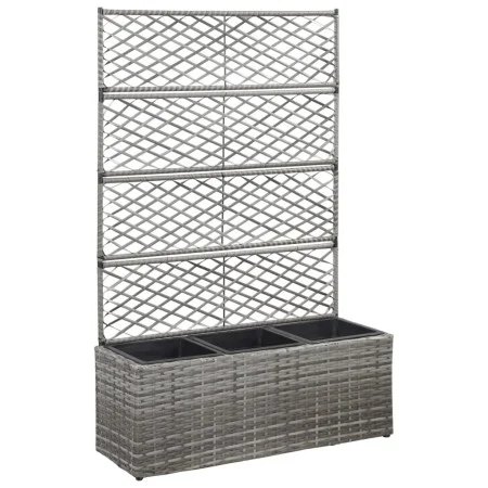 Trellis and flowerbed 3 pots gray synthetic rattan 83x30x130 cm by vidaXL, Pots and planters - Ref: Foro24-46935, Price: 103,...