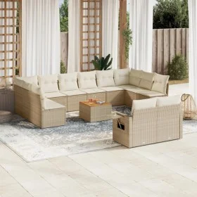 Garden sofa set with cushions 13 pieces beige synthetic rattan by , Modular outdoor sofas - Ref: Foro24-3224798, Price: 899,8...