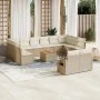 Garden sofa set with cushions 13 pieces beige synthetic rattan by , Modular outdoor sofas - Ref: Foro24-3224798, Price: 899,8...
