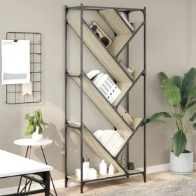 Estantería madera ingeniería y metal roble Sonoma 79x30x180 cm de , Librerías y estanterías - Ref: Foro24-845432, Precio: 93,...